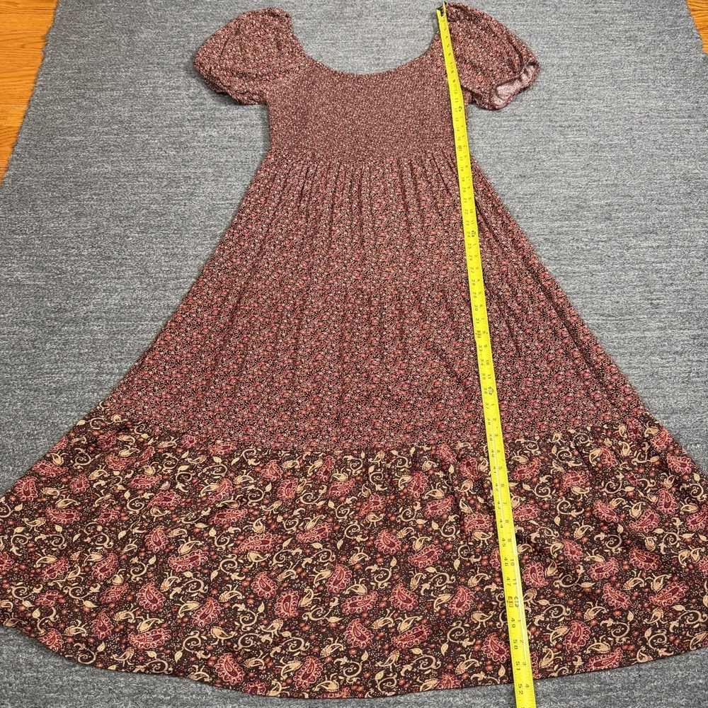 American Eagle Dress Women Large Floral Smocked Puff Sleeve Maxi Tiered Cottage - Picture 5 of 11